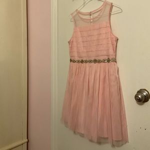 Light pink girls dress with gold detail